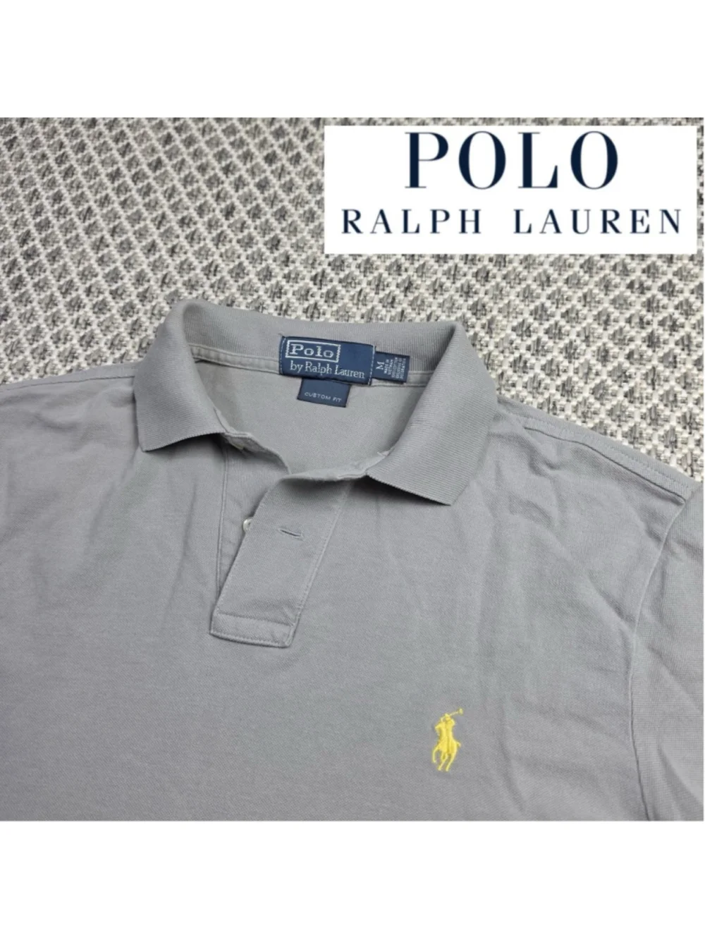 Polo Ralph Lauren Men’s M Gray Custom Fit Mesh Polo Shirt Yellow Pony Logo